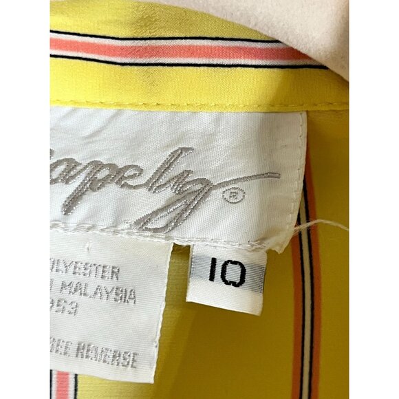 Retro Striped Top 10 Yellow Old Money Preppy Boho Classic Chic Glam Workwear 70s - Picture 6 of 10